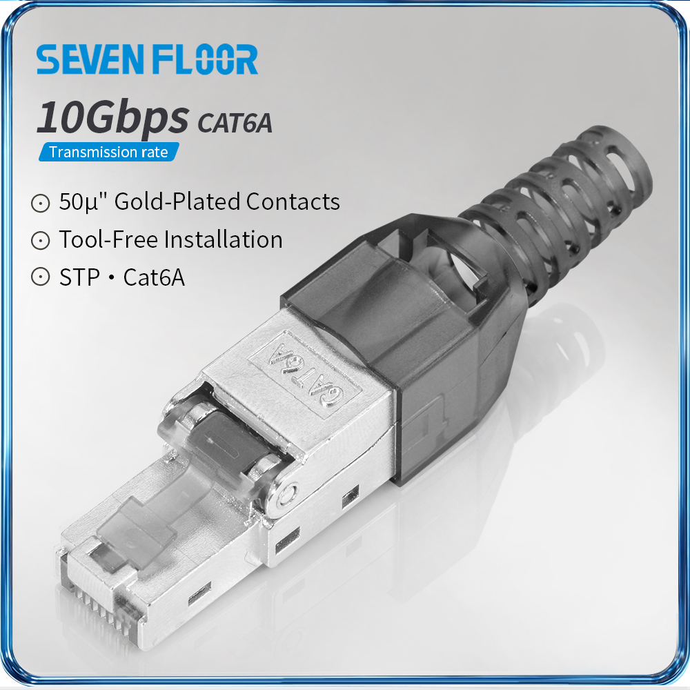 Rj45 Jack - Cat6A/Cat6 abgeschirmter RJ45-Stecker, werkzeuglose Verbindung, wiederverwendbarer