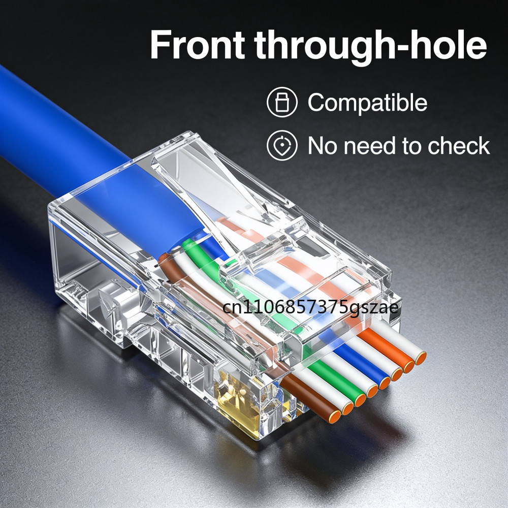 Rj45 Jack - 10/50/100 Stück CAT6 Durchsteck-Kristallkopf RJ45-Stecker, Ungeschirmter